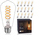 Edison Light Bulbs 60W Equivalent, Dimmable Vintage LED Light Bulbs, E26 Medium Base, Warm White 2700K, ST58, 6W, 600LM, 80+ CRI, Antique Decorative Filament LED Bulb, Clear Plastic, 16 Pack
