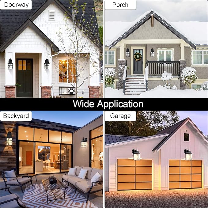 Dusk to Dawn Outdoor Wall Light Fixtures - Sensor Porch Lights, Exterior Wall Sconce, Anti-Rust, Waterproof, Garage & Doorway Lights