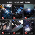 ARCCAPTAIN iControl MIG165 Pro MIG Welder 165A 120V 240V Gas MIG/Gasless Flux MIG/MMA Stick/Lift TIG/Spot Welding/Spool Gun Aluminum Welding Machine, 6 in 1 Professional Welder Machine, APP Control