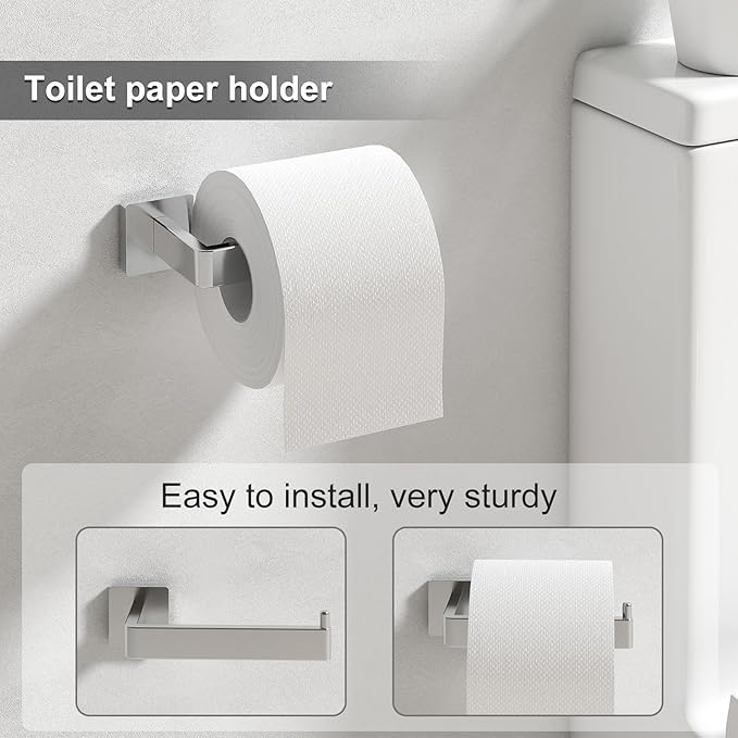 Toilet Paper Holder Collision Avoidance Towel Racks for Bathroom Thickened Material 304 Stainless Steel Towel Rack 10-Piece Towel Bar Brushed Nickel Bathroom Hardware Set Will Not Rust