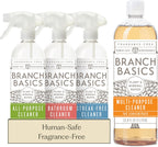 Branch Basics Cleaning Essentials Kit: All Purpose, Glass and Bathroom Cleaner - Concentrate (33.8 Oz) (17 Refills) + Refillable Plastic Spray Bottles (24 Oz) Plant Based, Human-Safe, & Fragrance Free