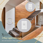 TOPGREENER Kalide Dimmer Light Switch, LED Dimmer Switch, Full Range Dimming, Single Pole/3-Way, 120VAC, 60Hz, 300W LED/CFL, Neutral Wire Not Required, Wall Plate Included, White
