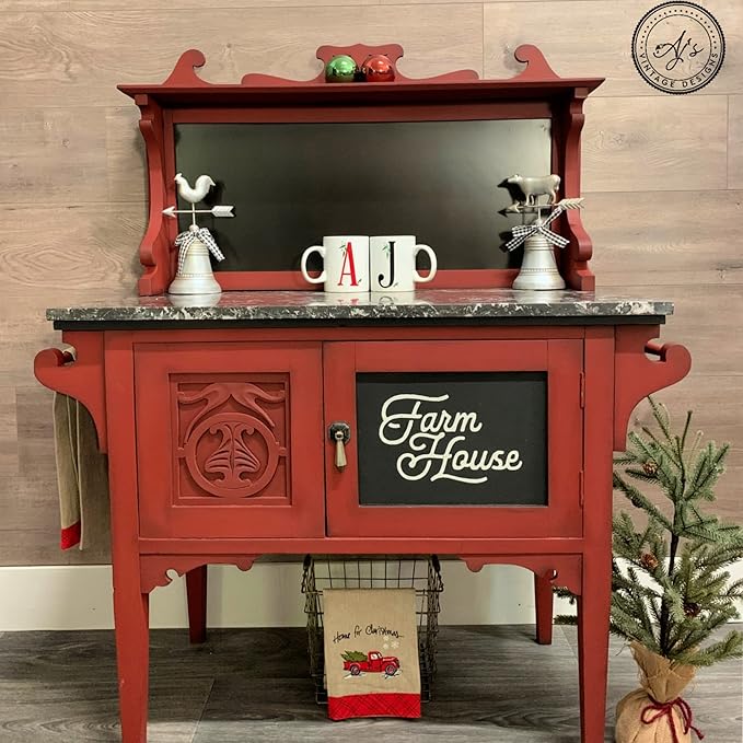 Dixie Belle Paint Company Chalk Finish Furniture Paint - Rustic Red (32oz) - Matte Brick Red Chic Chalk Mineral DIY Furniture Paint