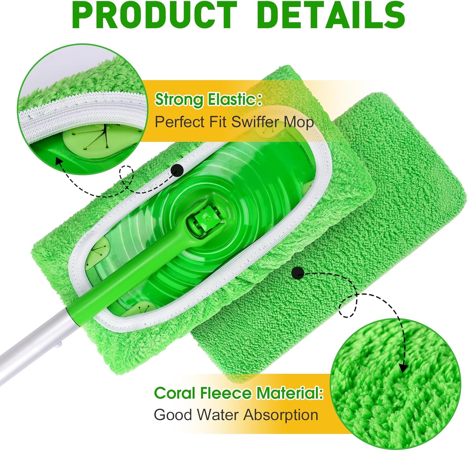 14Pcs Reusable Microfiber Mop Pads Compatible with Sweeper Mops,Dry Sweeping Cloths & Wet Mopping Pads Refills,Washable Mop Pads for Floor Cleaning