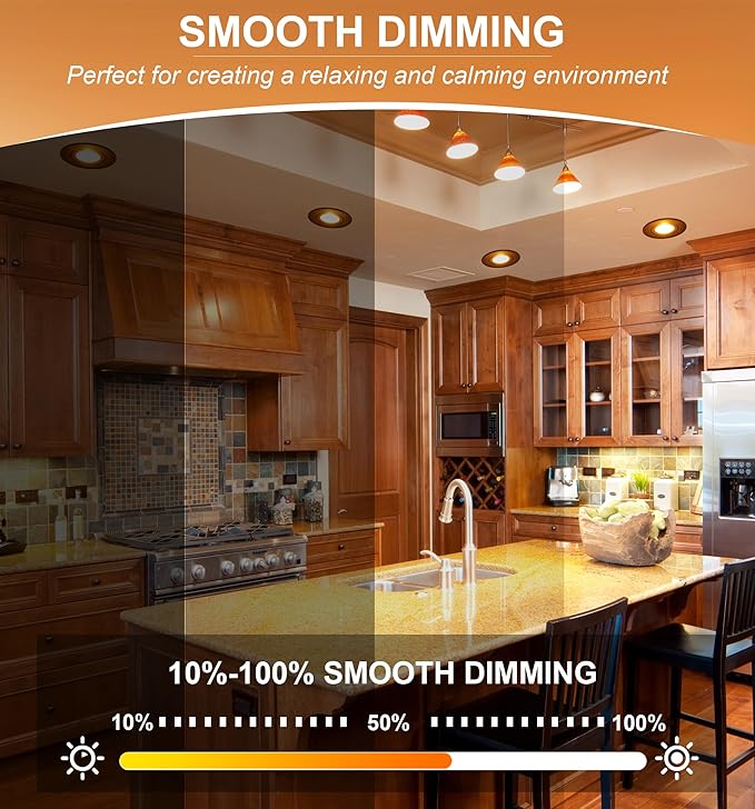 Cloudy Bay Eyeball 5 Color 4 inch Gimbal LED Recessed Light with Junction Box,9.5W CRI90+ 2700K/3000K/3500K/4000K/5000K Selectable,Dimmable Canless Ceiling Spot Light,Damp Location,Black,Pack of 6