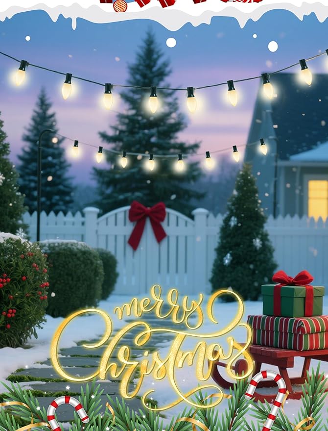 50 Pack C7 White Christmas Light Bulbs, C7 Vintage Christmas Night Light Bulbs for Outdoor String Lights, 5W Incandescent Replacement Bulbs for Porch Patio Garden Holiday Decor, E12 Intermediate Base