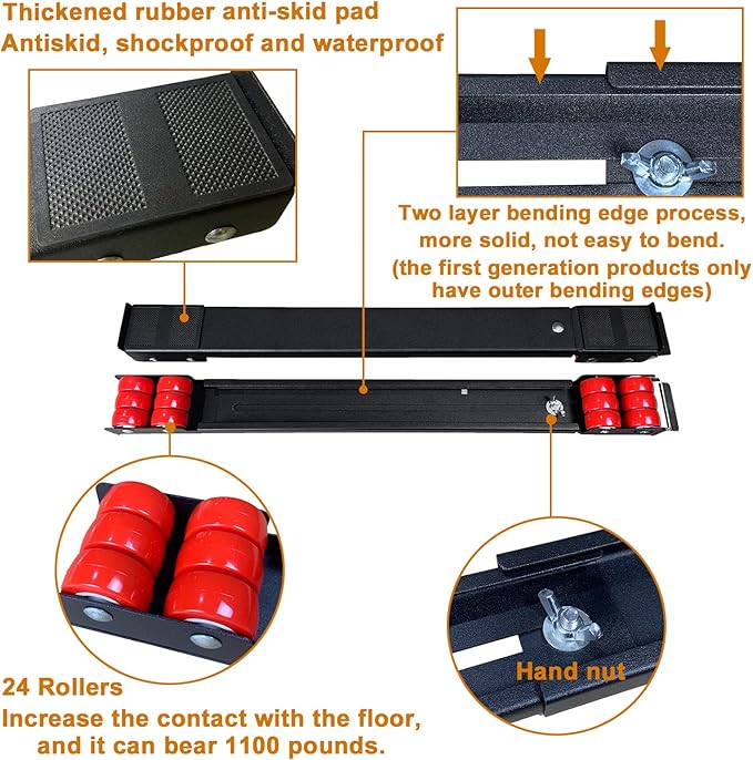 Appliance Rollers Heavy Duty,Max 32in,Second Generation Extendable Appliance Rollers Mobile Washing Machine Base Easily Move Washing Machines, Dryers, Refrigerators, Furniture (Black (Upgrade wheel))