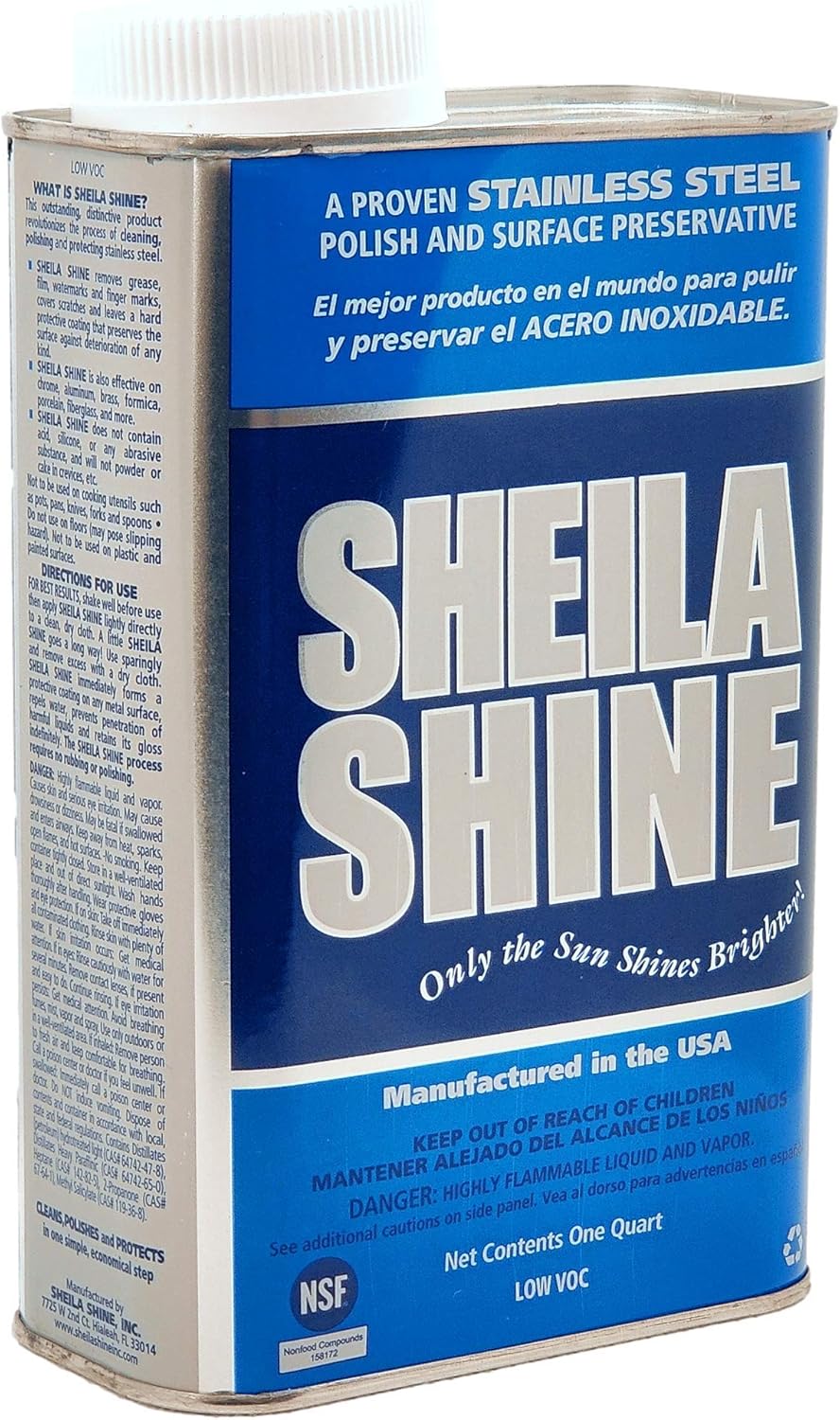 Sheila Shine 1 Gal. Can Low Voc Stainless Steel Cleaner and Polish, Protects Household Kitchen Surfaces, Removes Grease, Fingerprint & Watermarks, Stainless Steel Cleaner for Appliances, Fridge & Oven