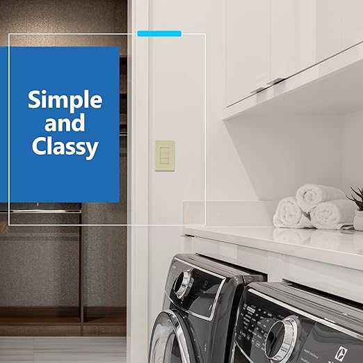 LIDER Minimalist Design Matte Finish Lighted Triple Switch, Combination Frameless Decorator Switch with Locator Light, Ground Terminal, Single Pole, 15A 120-277V, UL Listed, LCS3-1P-I, Ivory