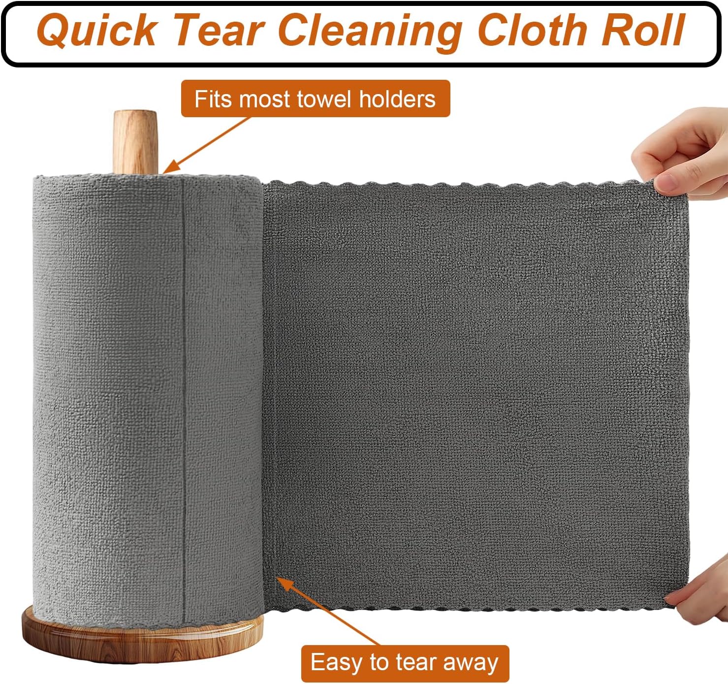 80 Pack Microfiber Cleaning Cloth Roll,Lint Free Rags & Tear Away Reusable Towels Washable Scratch,Ultra Absorbent Dish Rags(12" x 12") for Car Kitchen Home Garage-Dark Gray