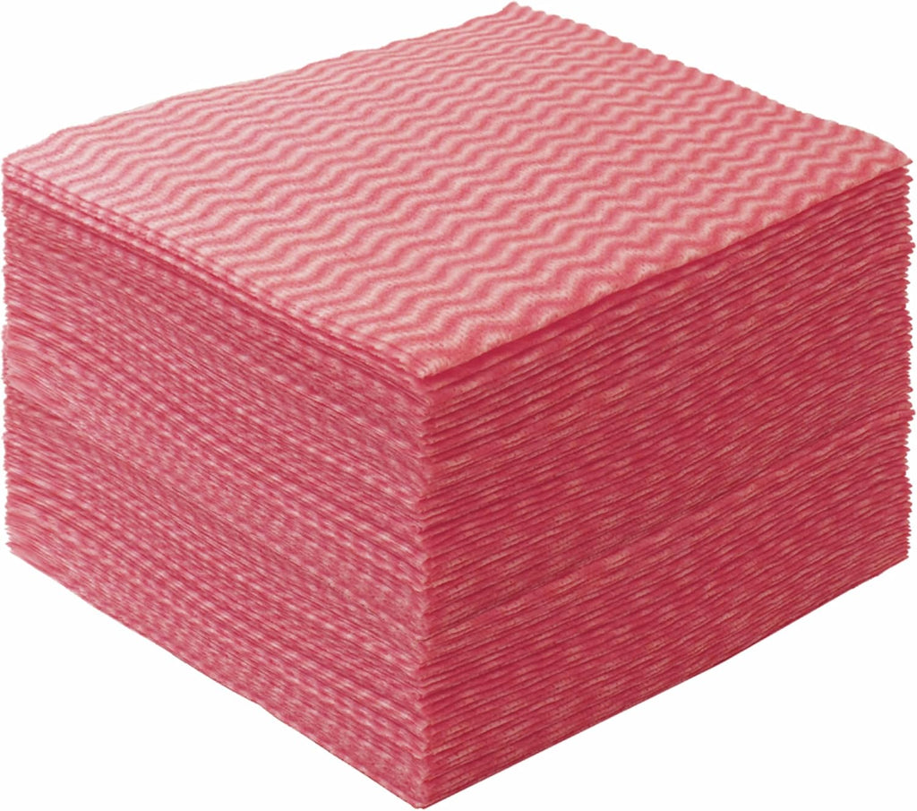 Disposable Cleaning Cloths Reusable Dsih Cloths for Kitchen Disposable Dish Rag Dry Fast 11.8x11.8 inch Pack of 100, Red