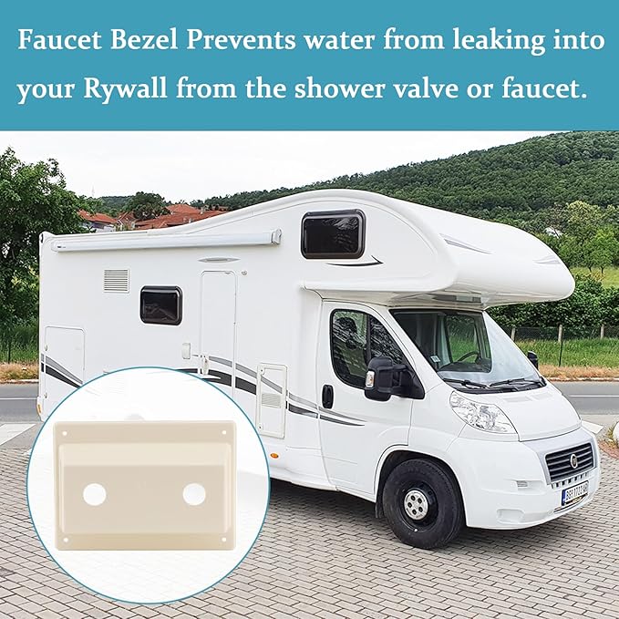 Shower faucet cover RV Camper trailer shower board replacement Faucet Mount KIT Faucet Bezel Stand Off Faucet Cover,Parchment
