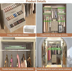 4FT Small Closet System with 3 Fabric Drawers, 48'' Closet Organizer System With 3 Adjustable Shelves, Flexible Built-In Clothes Garment Rack for Small Space, 48"L x 13"W x 71"H, White Oak