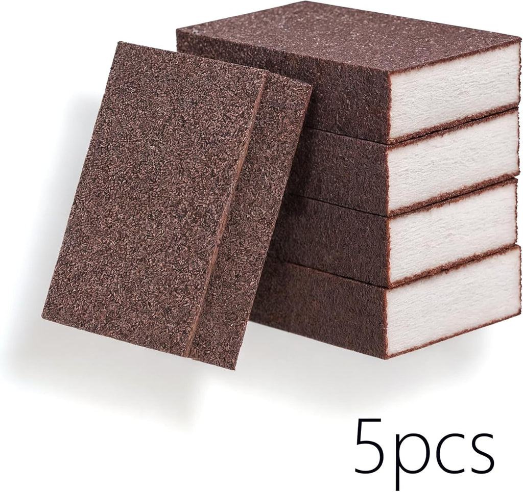 5 Powerful Pot Scrubber Cleaning Sponges, Heavy Duty Kitchen Eraser Scouring Pads, Dishwashing Oven Stove Cleaning Sponges, BBQ Grill Scrubbing Dish Cloths