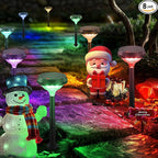 Linkind Solar Pathway Lights 8 Pack, Color Changing Christmas Decorations Outdoor Waterproof, Multicolor Warm Cool White Solar Christmas Lights for Walkway Yard Garden Landscape