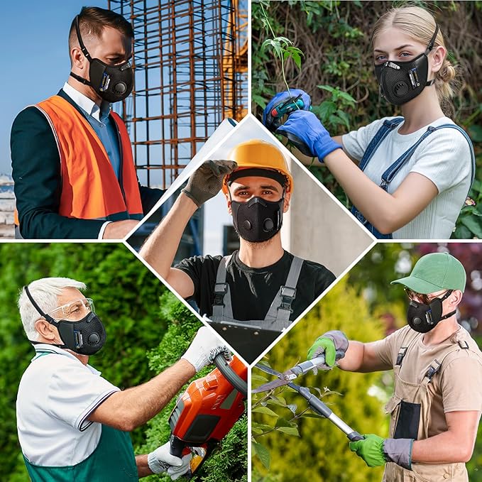 BASE CAMP M Cross Dust Mask, Reusable Breathable Comfortable Safety Face Mask for Work with Extra 6 Activated Carbon Filters