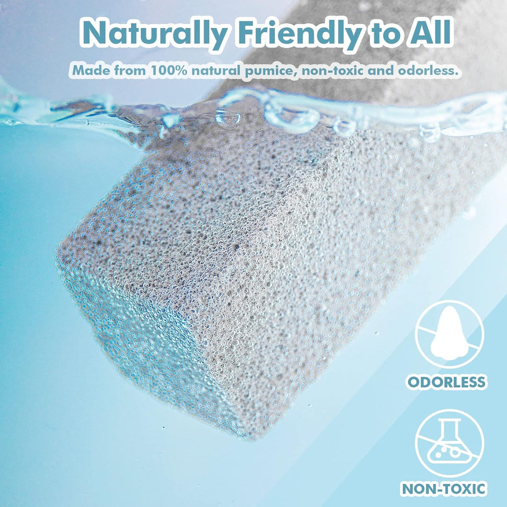 2 Pack Pumice Stone for Toilet Cleaning with Extra Long Handle, Premium Pumice Stone Toilet Brush, Hard Water Stain Remover Effectively Removes Stubborn Limescale.