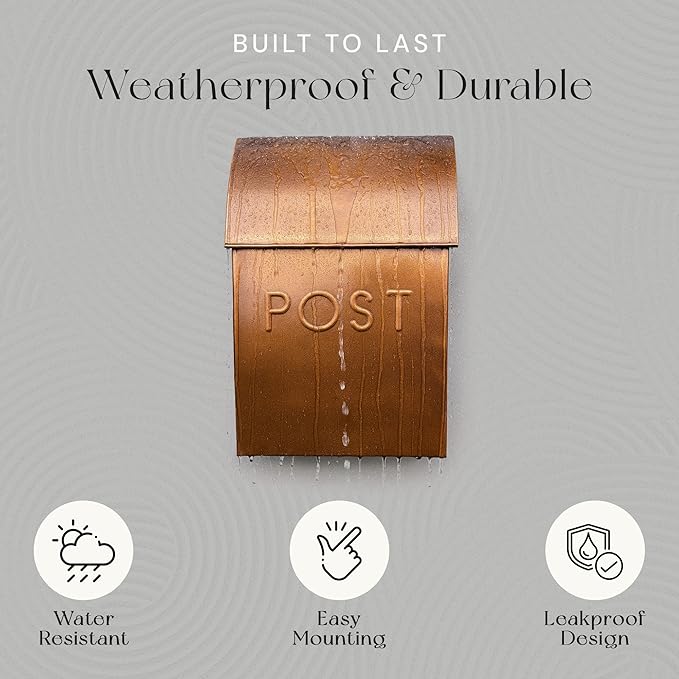 NACH Milano Pointed Rustic Metal Mailbox, Powder Coated Finish Black Mailbox, Maximum Rust Protection, Wall Mount Mailboxes for Outside, 9.5 x 4 x 15, Hardware Included, MB-44906