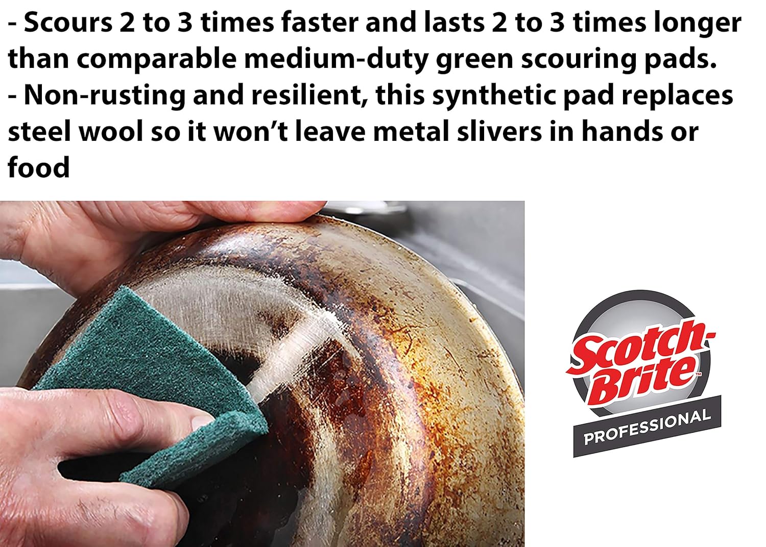 Scotch-Brite General Purpose Scouring Pads 105, Green, 4.5" x 6" Cleaning Scrub Pads (Pack of 40)