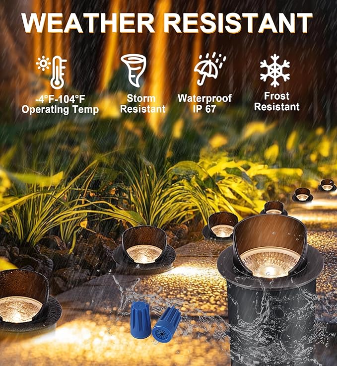 [6 Pack] CLOUDY BAY 9W Well Lights Landscape LED In Ground Outdoor,Shielded Top,Low Voltage 12-24V AC/DC,Waterproof Aluminum Uplights,2700K/3000K/3500K/4000K/5000K,Transformer Excluded
