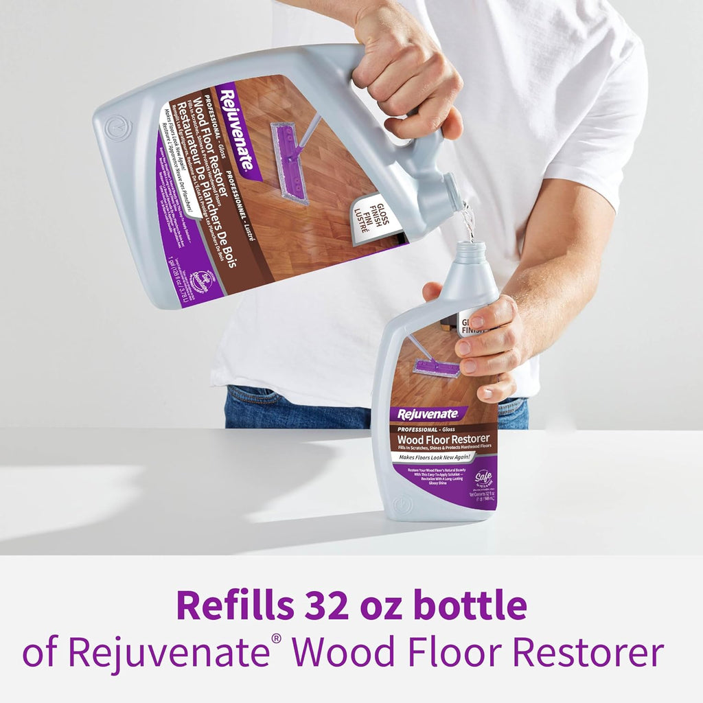 Rejuvenate Professional Wood Floor Restorer Fills Scratches, Shines And Protects Wood Flooring For A High Gloss Shine, 1 Gallon