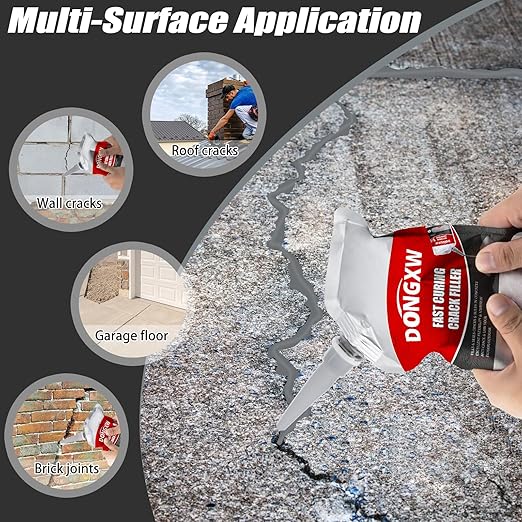 Concrete Crack Filler, 8 PCS Cement Crack Repair Sealant, Self Leveling Concrete Filler for Driveways, Walkways, Patios, Outdoor Joint Repair Waterproof