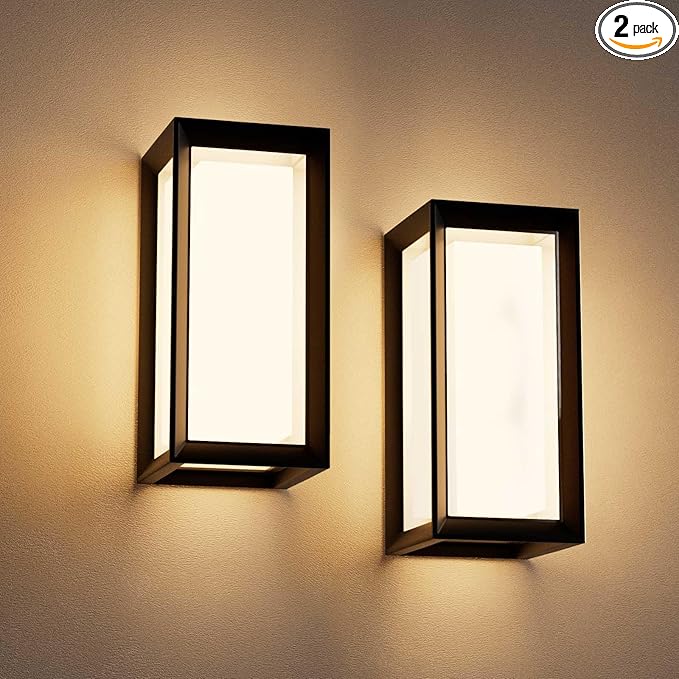 Modern Outdoor Wall Lights 2Pack, LED Rectangle 18W Bright Warm to Cool Tunable White Exterior Lighting Fixtures, Waterproof Outdoor Lights for House,Porch,Garage (Rectangle-CCT)