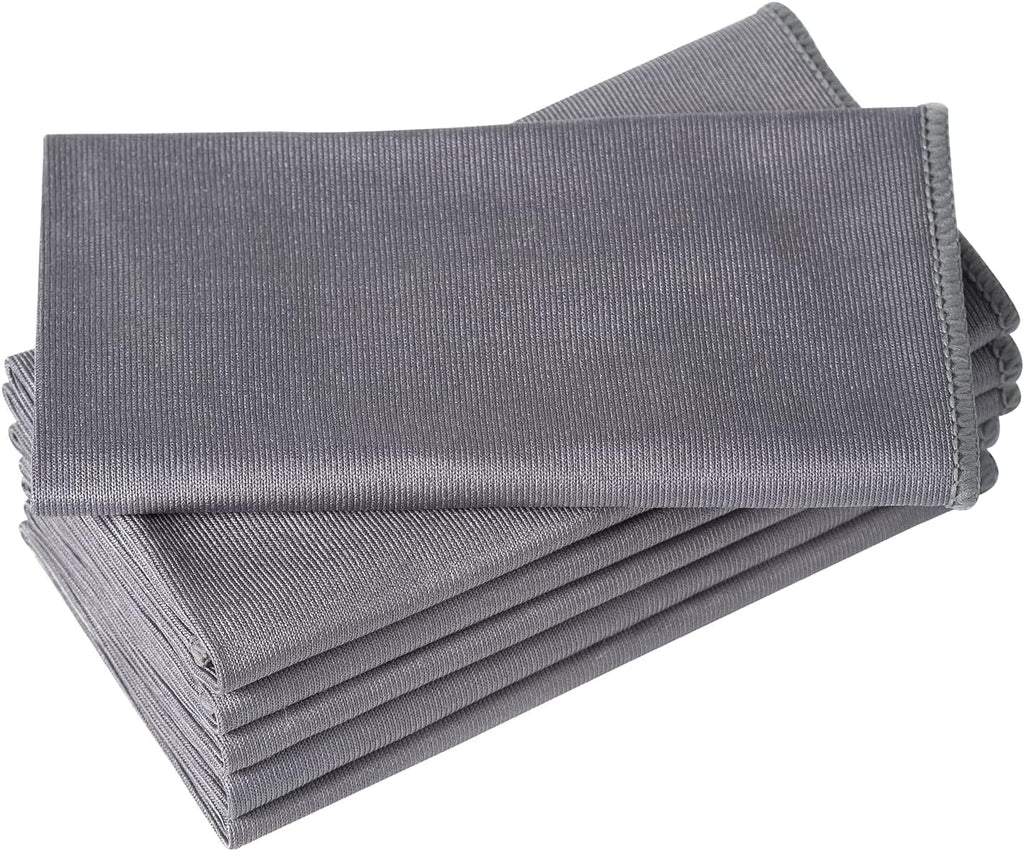 6 Pack Microfiber Glass Cleaning Cloth, 16 Inch X 16 Inch, Lint Free Quickly Clean Window, Glasses, Windshields, Mirrors, and Stainless Steel, Grey