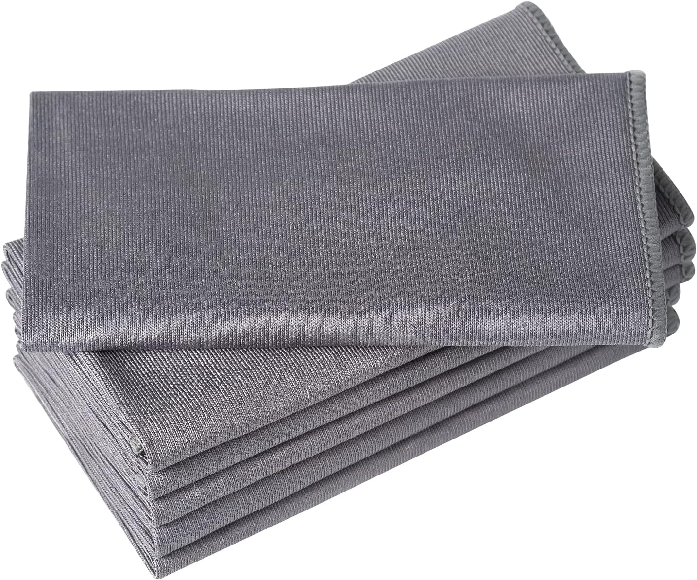 6 Pack Microfiber Glass Cleaning Cloth, 16 Inch X 16 Inch, Lint Free Quickly Clean Window, Glasses, Windshields, Mirrors, and Stainless Steel, Grey
