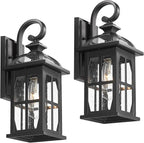 Darkaway Outdoor Wall Lights, Exterior Light Fixture with Seeded Glass, Aluminum Anti-Rust Exterior Lights Sconces Lighting for House Porch Yard Hallway Doorway Garage