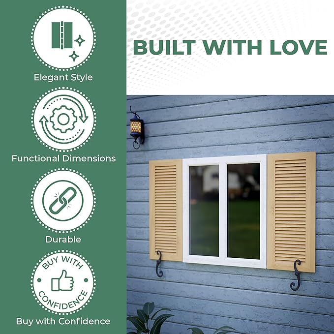 Renovators Supply Cast Iron Shutter Fasteners - Decorative S Style Shutter Dogs Hardware - Rust Resistant Powder Coated External Shutter Tieback Including Mounting Screws - 6.5 Inches, Pack of 6