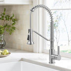 KRAUS Britt Commercial Style 2-Function Single Handle Pull Down Kitchen Faucet in Spot-Free Stainless Steel, KPF-1693SFS
