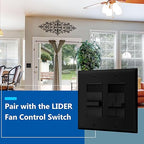 LIDER Combination Dual Dimmer Light Switch Control, 2 Sliding Light Controls, Single Pole, 400W CFL/LED, 600W Incandescent/Halogen, UL Listed, Wall Plate Included, Black, 2 Pcak