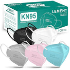 LEMENT KN95 Face Masks,100 Pack Breathable Cup Dust Disposable Masks For Adults,5 color