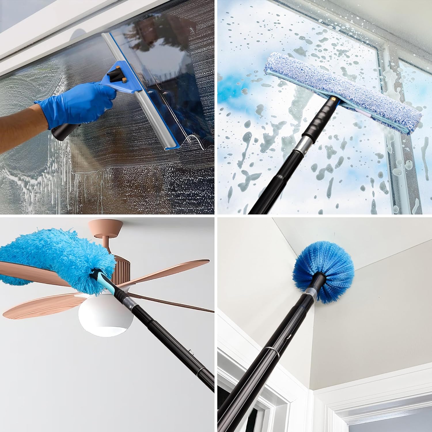 26FT Window Cleaning Brush Kit, 4-26ft Adjustable Water Fed Pole Kit, Solar Panel Cleaning Brush and Pole, Window Roof Solar Panel Washing Cleaner Equipment Kit