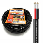 National Wire&Cable - 22/2 Tinned Copper Professional Wire (50 Feet) 22 AWG Gauge Stranded PVC Cord - 2 Conductor Electrical Wire - Made in USA - CL Rated/ETL Listed - LED Light, Low Voltage Cable