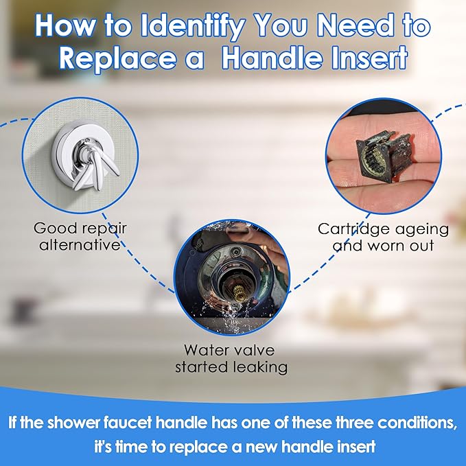 Dreyoo 10 Pcs Shower Faucet Handle Insert Compatible with Kohler, 1.5cm x 1.4cm x 1.2cm Shower Handle Parts Compatible with Kohler 1060514, Easy to Install