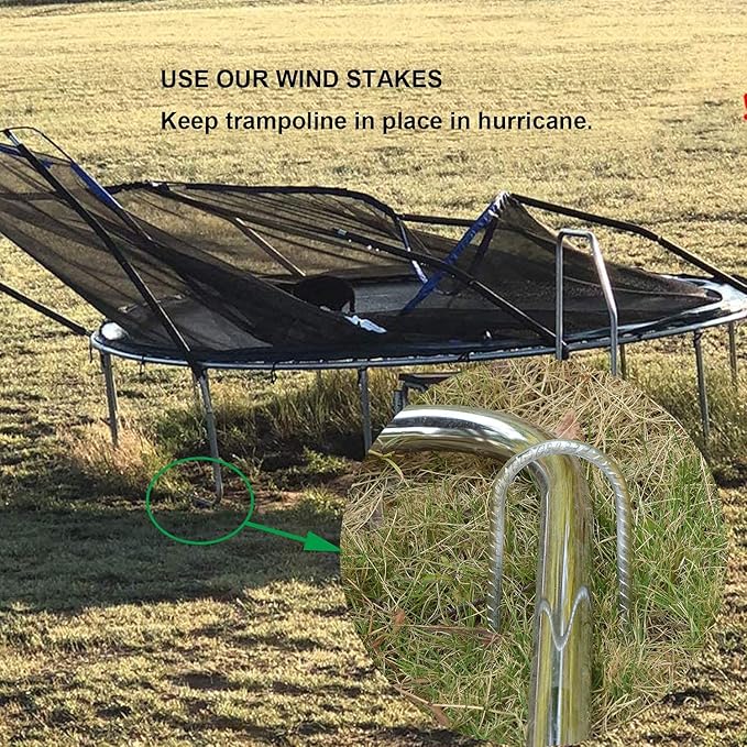 AAGUT 12 Inch Trampoline Stakes 6 Pack 3/8" U Shaped Rebar Ground Anchors Heavy Duty High Winds Galvanized Steel Trampolines Accessories for Swing Set, Camping, Soccer Goal, Huge Garden Decoration