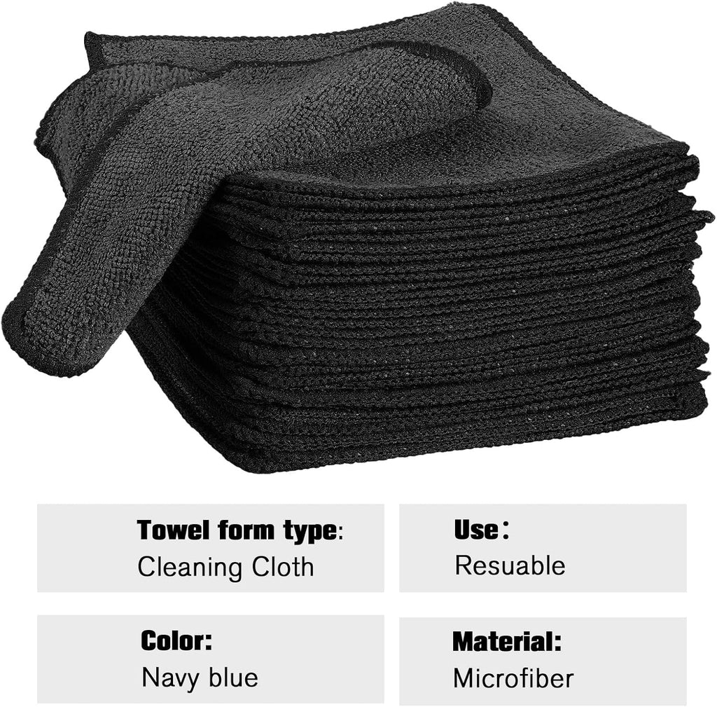 Tanlade Microfiber Cleaning Cloth 6"x6" Cleaning Rags Reasonable Kitchen Towels Microfiber Towels Cars Wash Dry Erase Cloth (Black,30 Pcs)
