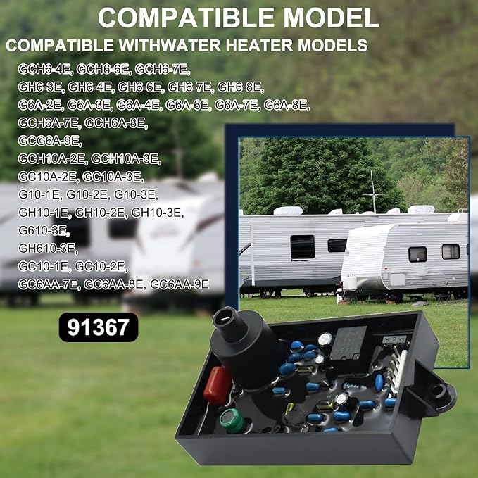 91367 RV Water Heater PC Ignition Control Board Replace for Atwood 93307, 93865, 93253 Compatible with GCH6-4E/6E/7E; G6A-6E/7E/8E; GH10-1E/2E/3E; GH6-3E/4E/6E/7E