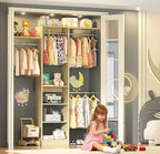 48" Small Closet Organizer, 4FT Closet System for Small Closets with 4 Hanging Rods & 3 Shelves, 80"H Small Closet Organizers and Storage for Bedrooms, Cloakrooms, White Oak