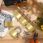 6pcs Solid Brass Keyed Padlock, Small Yellow Gym Lock, Strong Padlock with Same Key for Luggage Toolbox (60mm)