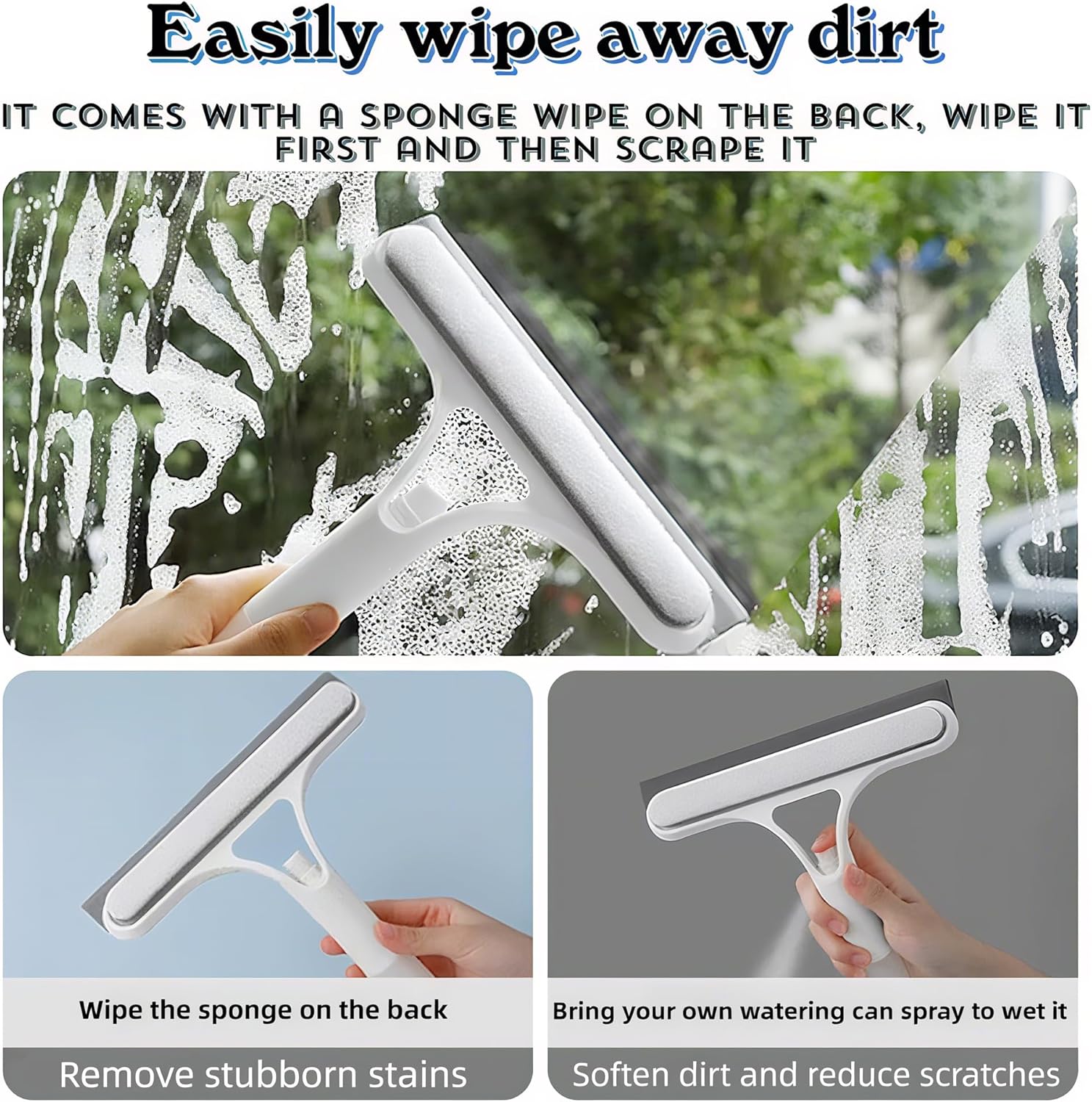 3 in 1 Window Cleaning Squeegee with Spra, 3 in 1 Spray Squeegee,3 in 1 Window Cleaning Scraper for Windows, Walls,Car Windshields, Bathrooms, Kitchens, All-Purpose Window Cleaner Tool
