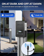 200W Low Voltage Landscape Transformer, 2 Zone Independent Control Landscape Lighting Transformer, 120VAC to 12/14V AC Low Voltage Transformer with Timer & Photocell Sensor ETL Listed D21LT06