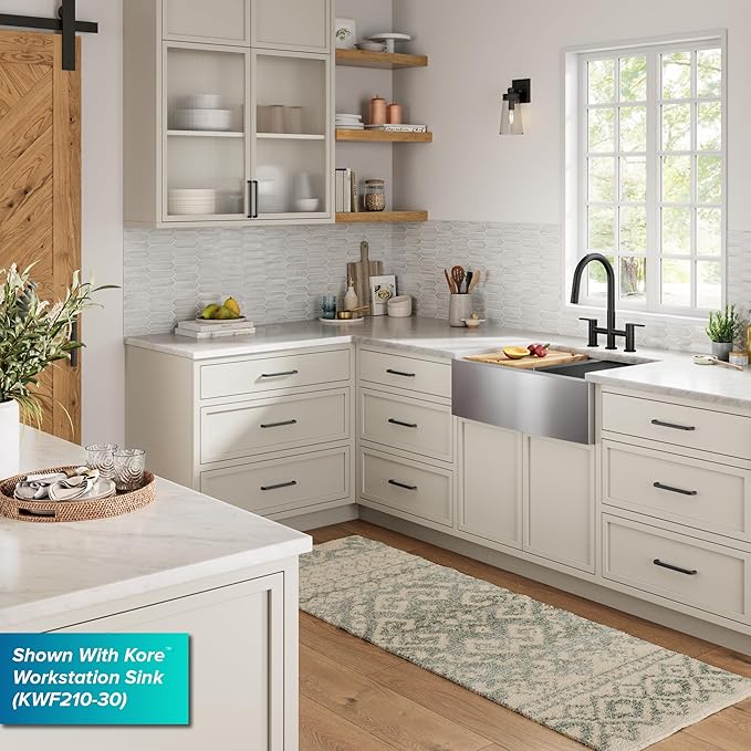 KRAUS Oletto Bridge Kitchen Faucet with Pull-Down Sprayhead in Matte Black, KPF-3122MB