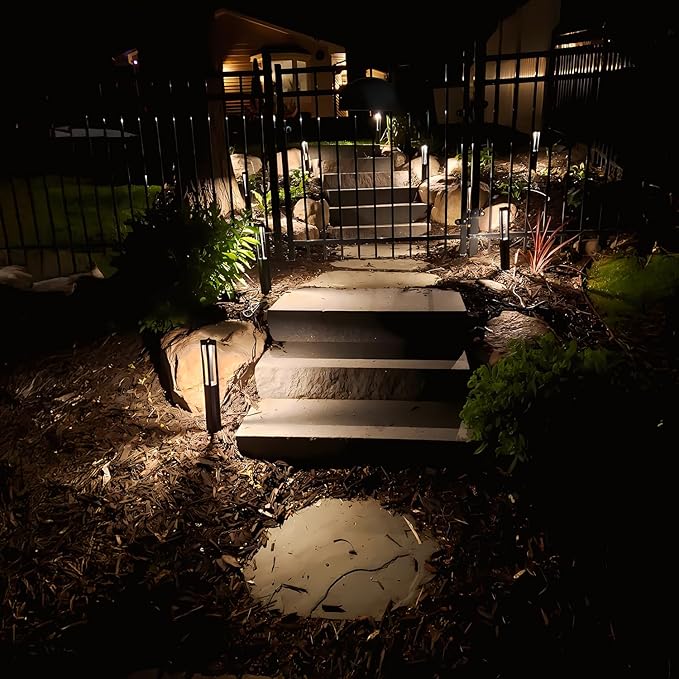 LEONLITE 12-Pack 5CCT Low Voltage Path Lights, Update 1800K2700K3000K4000K5000K Selectable, 3W LED Landscape Pathway Lights, Outdoor Landscape Lighting for Driveway, Aluminum, 12-24V, ETL, IP65, Black