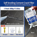 Concrete Crack Filler and Sealant, Quick Drying High Elasticity Cement Crack Filler, Waterproof Repair, Self-Leveling Concrete Slab Repair for Driveway, Patio (Black, 17.64 OZ)
