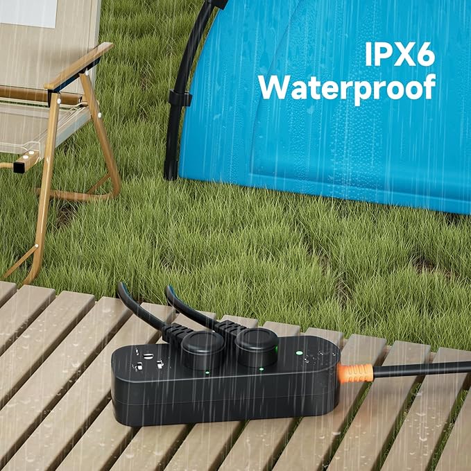 6ft Extension Cord, 3 Outlets Small Power Strip, Mountable Power Strip Weatherproof for Home, Outdoor, Travel.