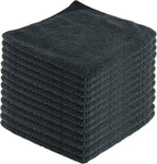 Microfiber Cleaning Cloths,12 Pack, 16"x16", All-Purpose, Softer, Highly Absorbent, Lint-Free, Reusable, Washable Pro Towels, Black, for House, Kitchen, Bathroom, Car, Office
