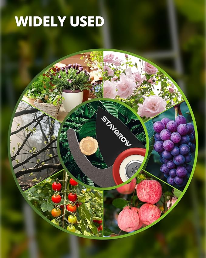 Pruning Shears - 6.9" Professional Garden Shears with SK5 Stainless Steel Sharp Blades, Garden Clippers with Comfortable Grip Hands and Safety Lock, Gardening Tools for Men Women - Red